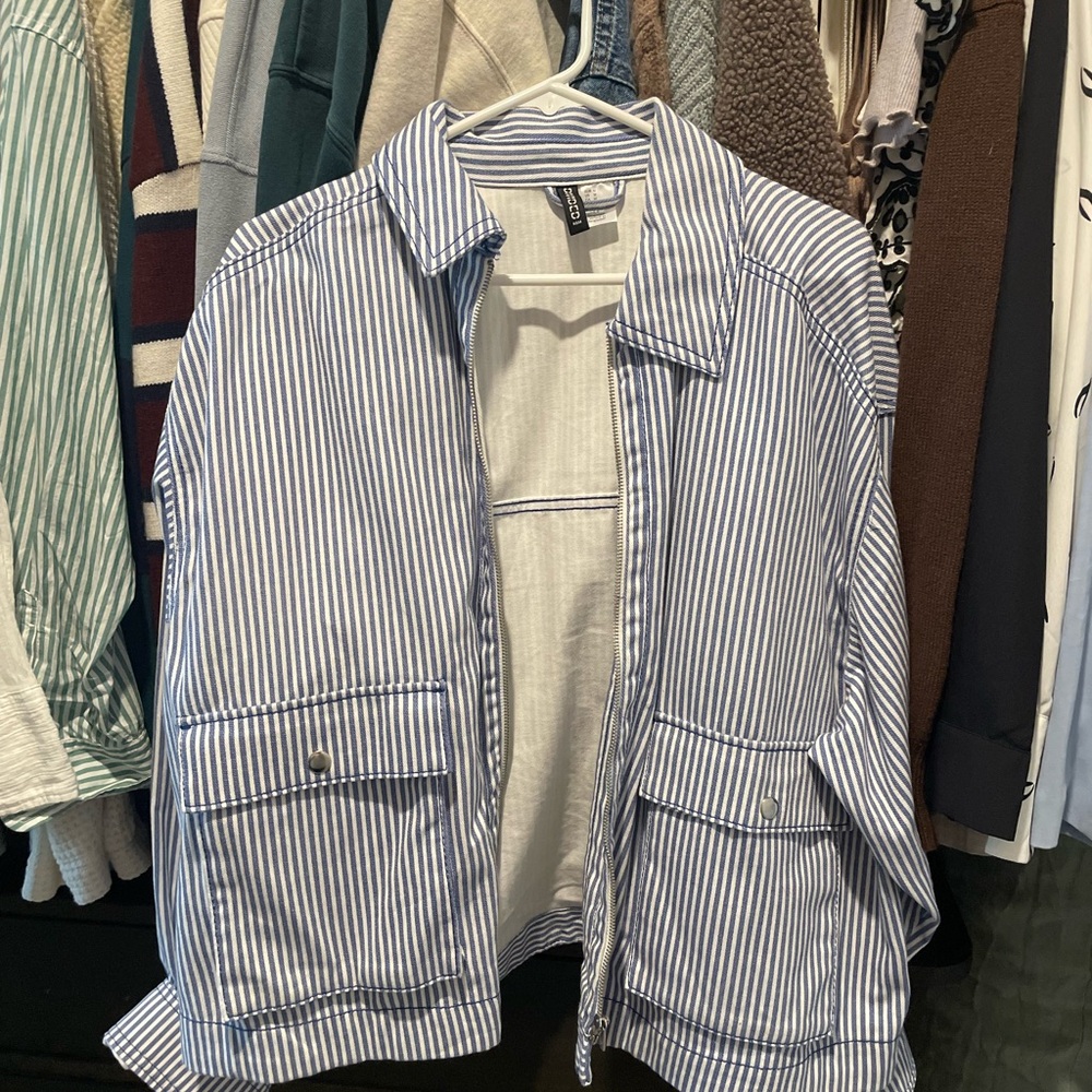 H&M Divided Blue and White Striped Jacket